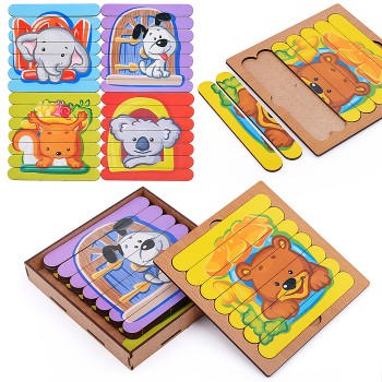 Пазлы-палочки "Зверята" дер.