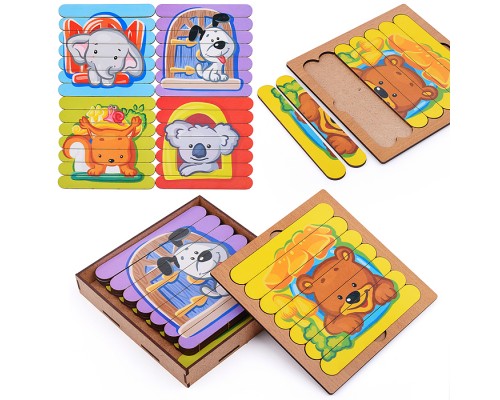 Пазлы-палочки "Зверята" дер.