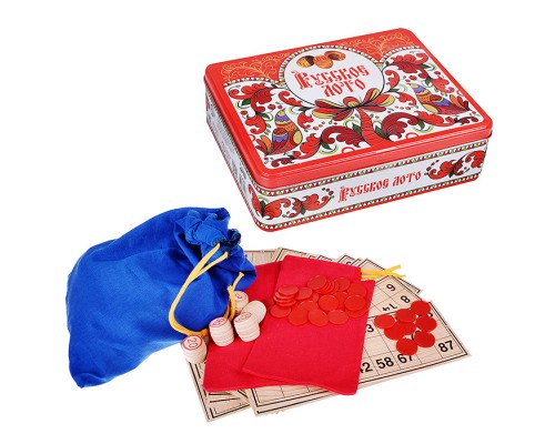 Лото Русское "Узоры" (жестяная коробка)