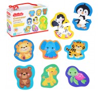 Пазлы контурные Половинки "Дикие животные" Baby Toys