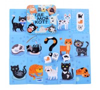 Игра настольная "Пластиковые кубики. Где мой кот?" (жестяная коробочка)