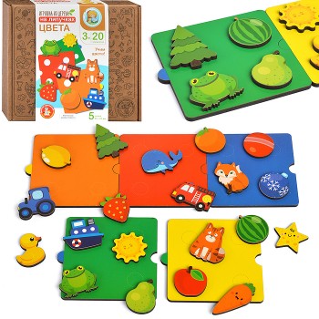 Игрушка из дерева на липучках "Цвет" 20 элементов