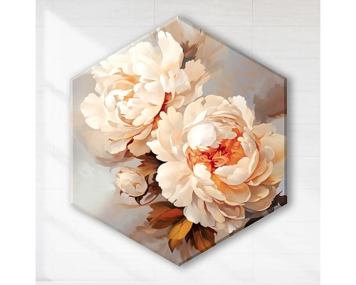 Картина по номерам 37х32 "Нежные пионы" с поталью Гексагон (26 цветов)