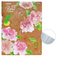 Папка с 20 вкладышами A4 "Bloom Garden" A4 (235x310x15 мм) 400 мкм, фактура крафт-имитация с рисунком, тиснение фольгой, вкладыши 30 мкм, индивидуальная упаковка