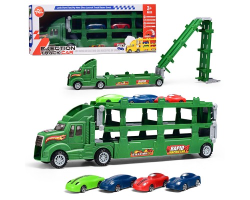 Машина "Автовоз" (цвет зеленый) 4 машины в комплекте, в коробке