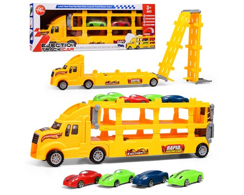 Машина "Автовоз" (цвет желтый) 4 машины в комплекте, в коробке