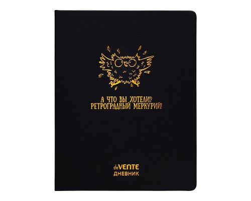 Дневник 1-11кл. "Ретроградный Меркурий" универсальный блок, 48 листов, белая бумага 80 г/м&sup2;, печать в 1 краску, твердая обложка из искусственной кожи, тиснение фольгой, 1 ляссе