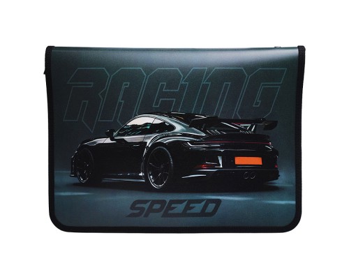Папка для тетрадей А4 молния вокруг печать на пластике, 325/230/25 "Racing speed"
