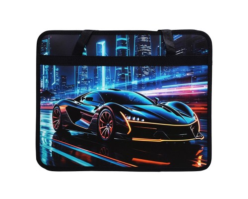 Папка пластиковая с ручками А4, широкая 330/260/120 "Night car"