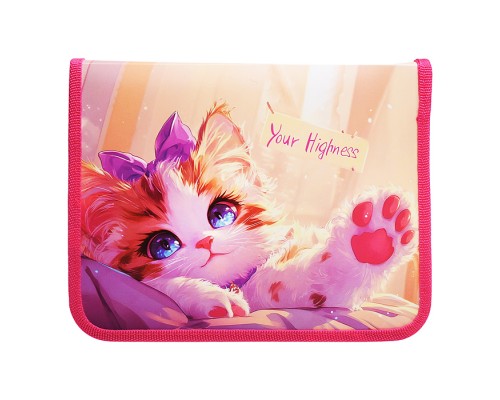 Папка для тетрадей А5 молния вокруг печать на пластике, 230/180/25 "Голубоглазый котик"