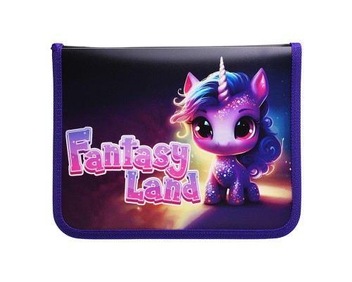 Папка для тетрадей А5 молния вокруг печать на пластике, 230/180/25 "Сказочный единорог"