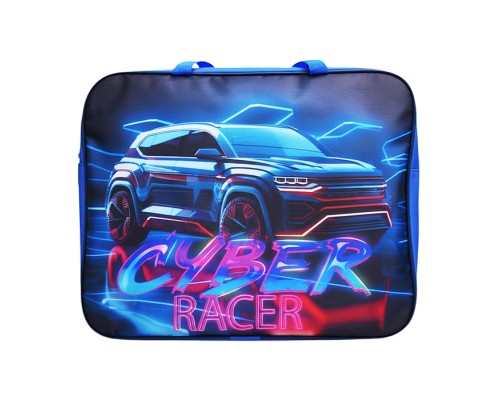 Папка школьника А4 с ручками + твердое дно, широкая, ткань, дизайн 335/260/60 "Внедорожник"