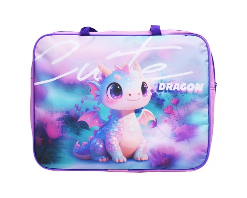 Папка школьника А4 с ручками + твердое дно, широкая, ткань, дизайн 335/260/60 "Дракон"