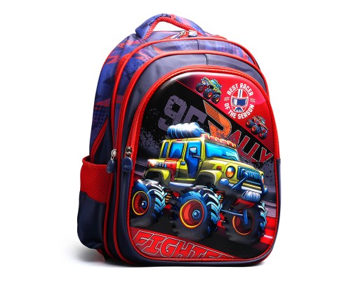 Рюкзак школьный "Авто" 41x30x15 см, 3 отделения, 2 кармана, уплотненная спинка, ОПП-упаковка