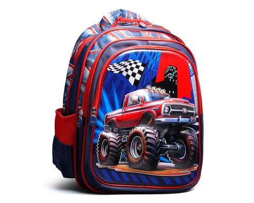 Рюкзак школьный "Авто" 41x30x15 см, 3 отделения, 2 кармана, уплотненная спинка, ОПП-упаковка