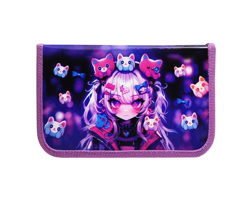 Пенал односекционный большой 190/115 "Девочка и котики"