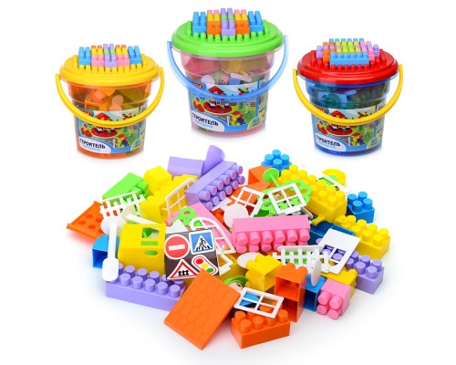 Конструктор "Строитель" (84) в ведре "Макси" с крышкой