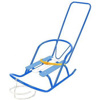 Санки для кукол с толкателем (голубой)