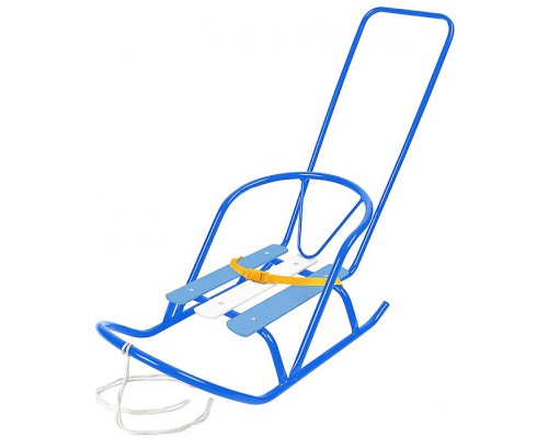 Санки для кукол с толкателем (голубой)