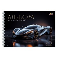 Альбом для рисования 40л. "Спортивное авто" на гребне, мелов. цв.обл.