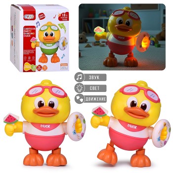 Утенок "Веселый друг" свет, звук, в коробке