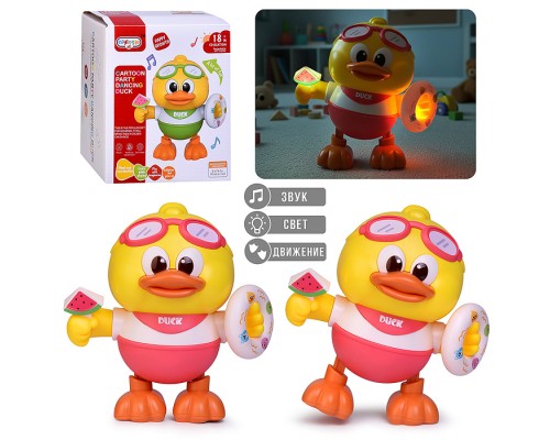 Утенок "Веселый друг" свет, звук, в коробке