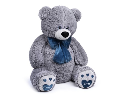 Медведь Пьер с бантом В130 серый