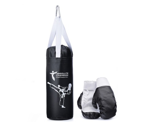 Набор детский игровой "Я-Чемпион" 2кг черный (перчатки, груша)