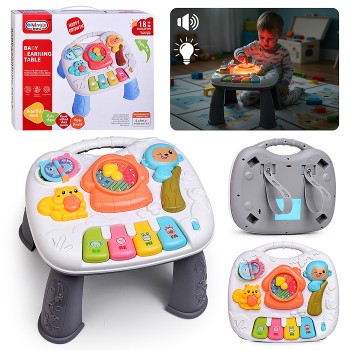 Столик развивающий "Веселые часики" свет, звук, в коробке