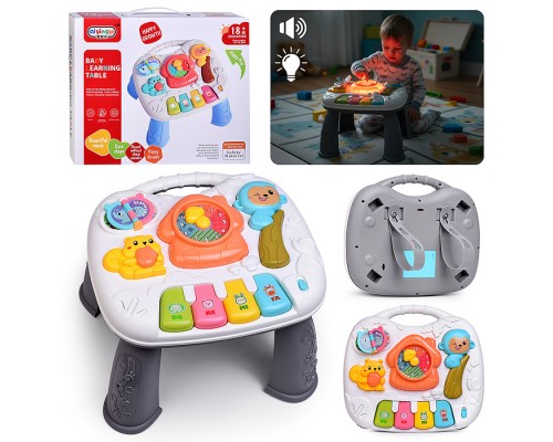 Столик развивающий "Веселые часики" свет, звук, в коробке