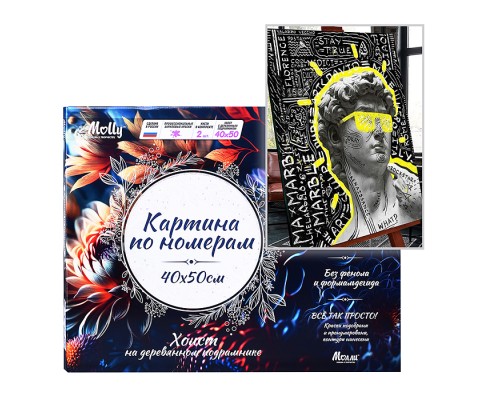 Картина по номерам 40х50 "Давид граффити" со светящейся краской 10 цветов