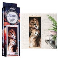 Картина по номерам 35х88 "Львиная любовь. Панно" 17 цветов