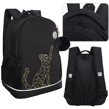 Рюкзак школьный (/1 чёрный - золото)