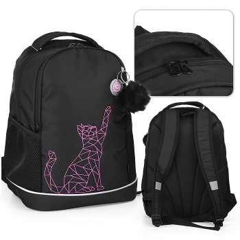 Рюкзак школьный (чёрный - фуксия)