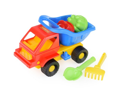 Набор №48: "Кузя-2", автомобиль-самосвал + совок №2, грабельки №2, 2 формочки