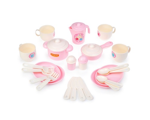 Набор детской посуды "Хозяюшка" на 4 персоны (V6) (28 элементов) (в сеточке)