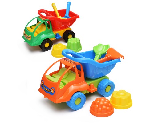 Набор №58: "Муравей" автомобиль-самосвал + совок №2, грабельки №2, 2 формочки