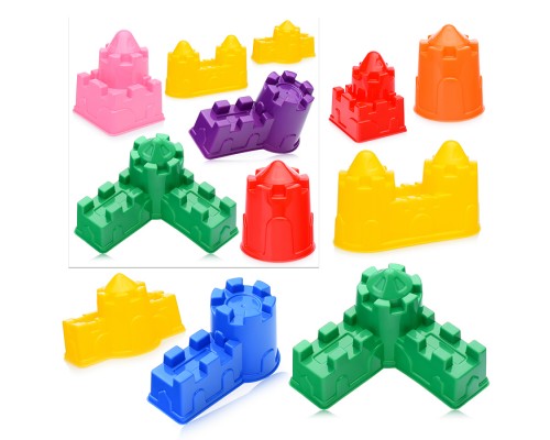 Набор №543: Формочки (замок мост + замок башня + замок стена с одной башней + замок стена с двумя башнями + замок угловой + замок квадратный)