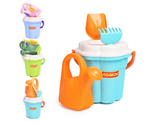 Набор №655 сафари: ведро-цветок большое, ситечко-цветок большое, лопатка №5, грабельки №5, лейка большая