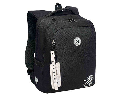 Рюкзак школьный с картхолдером на держателе (/1 черный - белый)