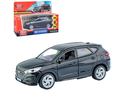 Машина металл Hyundai Tucson 12 см, (откр. двери, багаж., черный) инер, в коробке