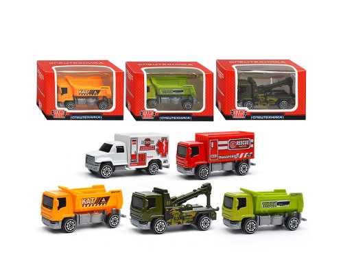 Машина металл Спецтехника 7,5 см, в ассорт, дисп., в коробке