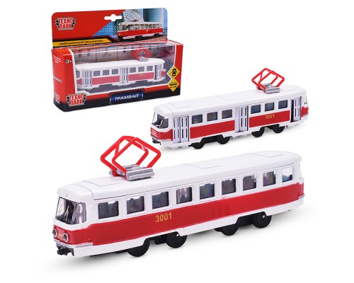 Модель металл "Трамвай" 16,5 см. (двери) инерц., в коробке