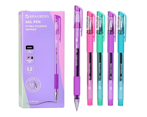 Ручка гелевая с грипом, кросс-серия "Pastel" черная стандартный узел 0,5 мм, линия письма 0,35 мм