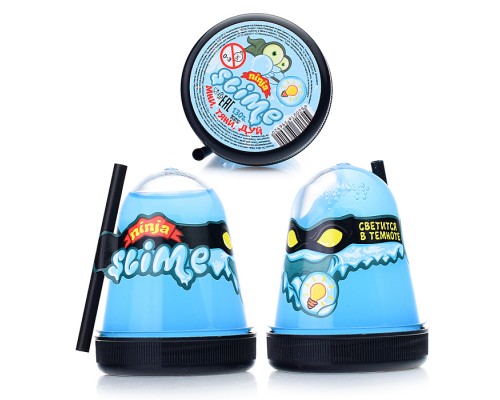 Лизун "Slime "Ninja" светится в темноте, синий, 130 г.