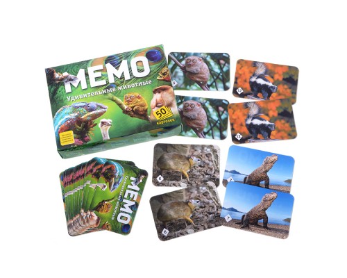 Мемо "Удивительные животные" (50 карточек)