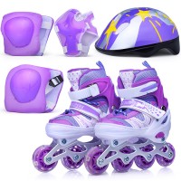 Ролики детские, размер M, фиолетовый (со шлемом и защитным снаряжением)