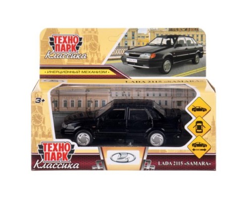Машина металл ВАЗ-2115 "Самара" длина 12 см, двери, черный