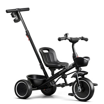 Велосипед трехколесный Rocket 107NEW, колеса EVA 10"/8", цвет черный