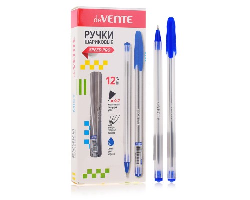Ручка шариковая "Mist" серия Speed Pro, d=0,7 мм, ультра гладкое письмо, чернила на масляной основе, игольчатый пишущий узел, полупрозрачный корпус, сменный стержень, индивидуальная маркировка, синяя